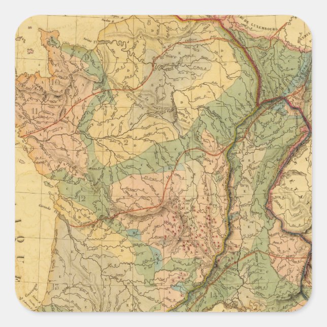 Physical and mineralogical map of France Square Sticker (Front)