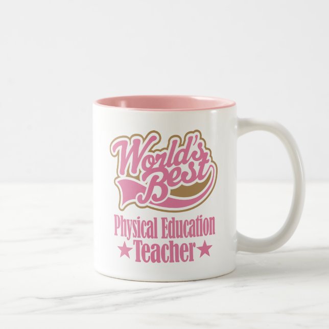 Physical Education Teacher Gift (Worlds Best) Two-Tone Coffee Mug (Right)