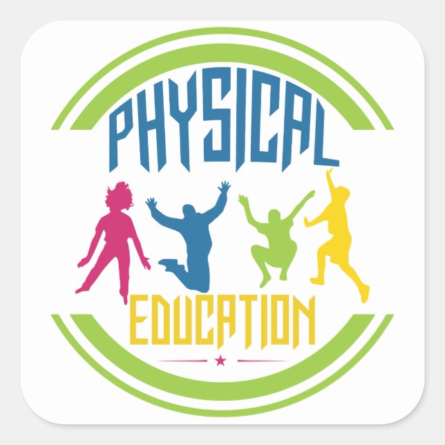 Physical Education- With Children Playing Square Sticker (Front)