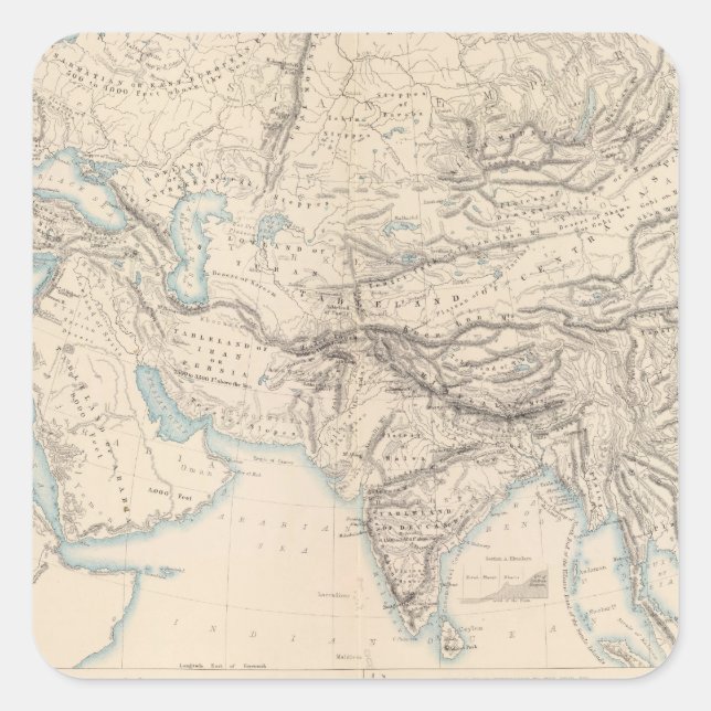 Physical Europe & Asia Square Sticker (Front)