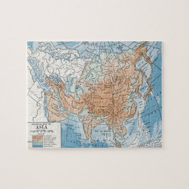 Physical Map of Asia (1916) Jigsaw Puzzle (Horizontal)