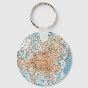 Physical Map of Asia (1916) Key Ring