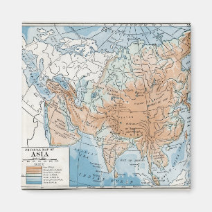 Physical Map of Asia (1916) Magnet