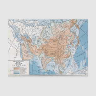 Physical Map of Asia (1916) Tissue Paper