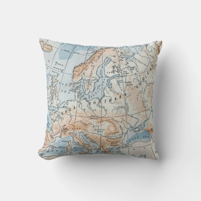 Physical Map of Europe (1916) Cushion (Front)