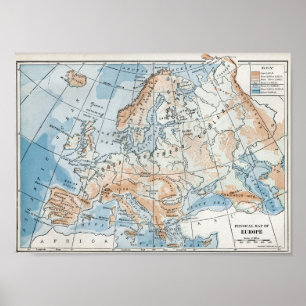 Physical Map of Europe (1916) Poster