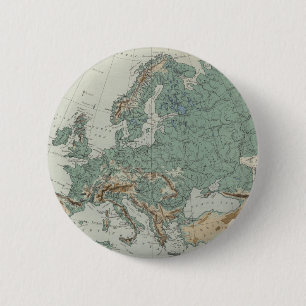 Physical Map of Europe 6 Cm Round Badge