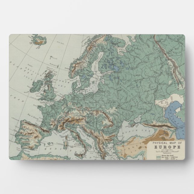 Physical Map of Europe Plaque (Front)