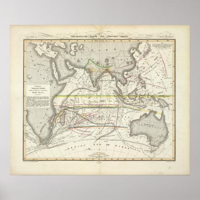 Physical Map of Indian seas Poster (Front)