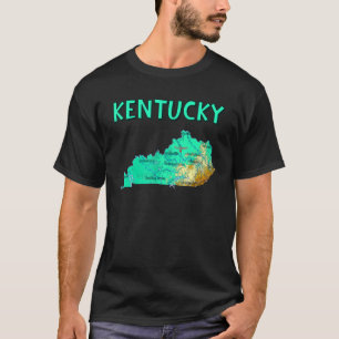 Physical Map Of Kentucky Major Cities Lakes Rivers T-Shirt