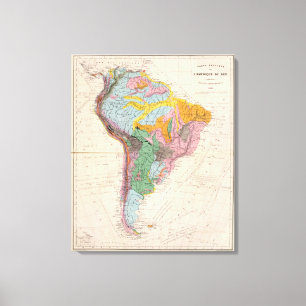 Physical Map of South America Canvas Print