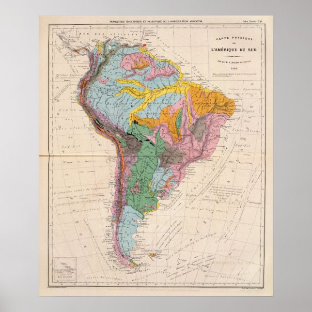 Physical Map of South America Poster (Front)