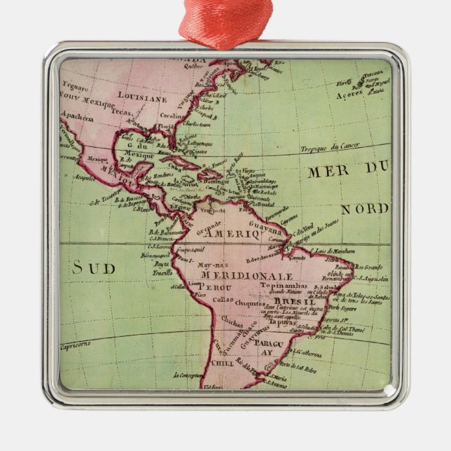 Physical map of the Americas Metal Tree Decoration (Front)