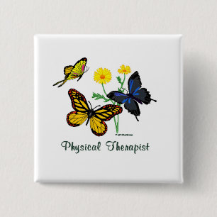 Physical Therapist Butterflies 15 Cm Square Badge