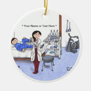 Physical Therapist, long black hair Ceramic Tree Decoration