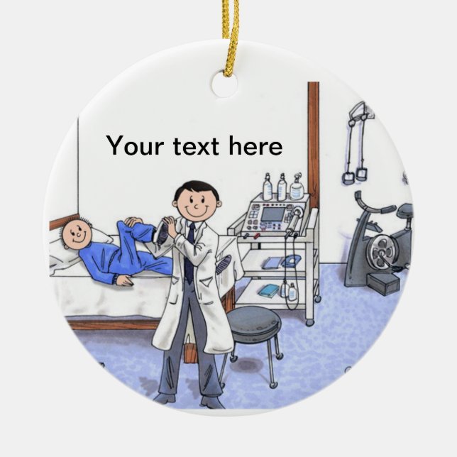 Physical Therapist, Male - Black Hair Ceramic Tree Decoration (Front)