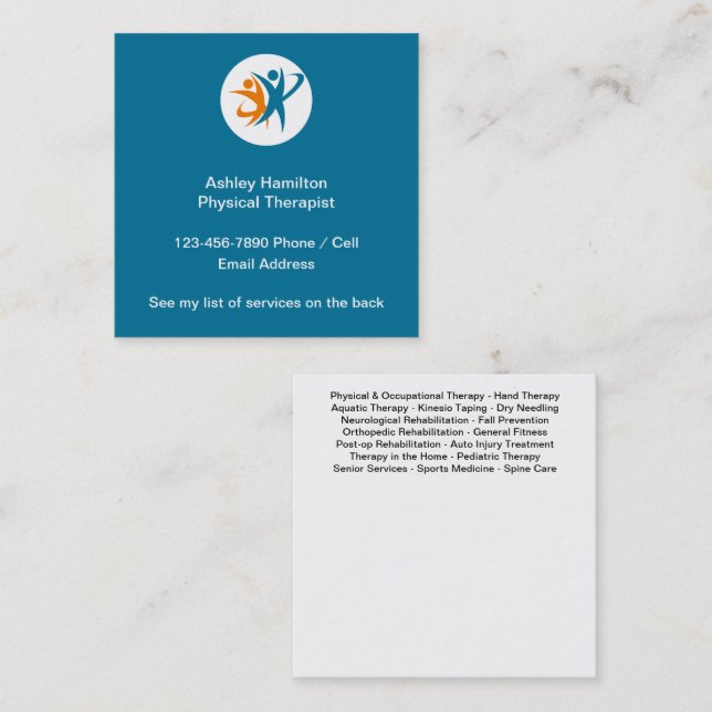Physical Therapist Medical Business Cards (Front/Back)