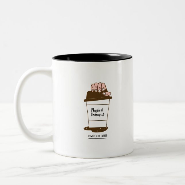 Physical Therapist Powered By Coffee Two-Tone Coffee Mug (Left)