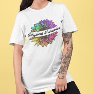 Physical Therapist Profession Rainbow Sunflower  T-Shirt