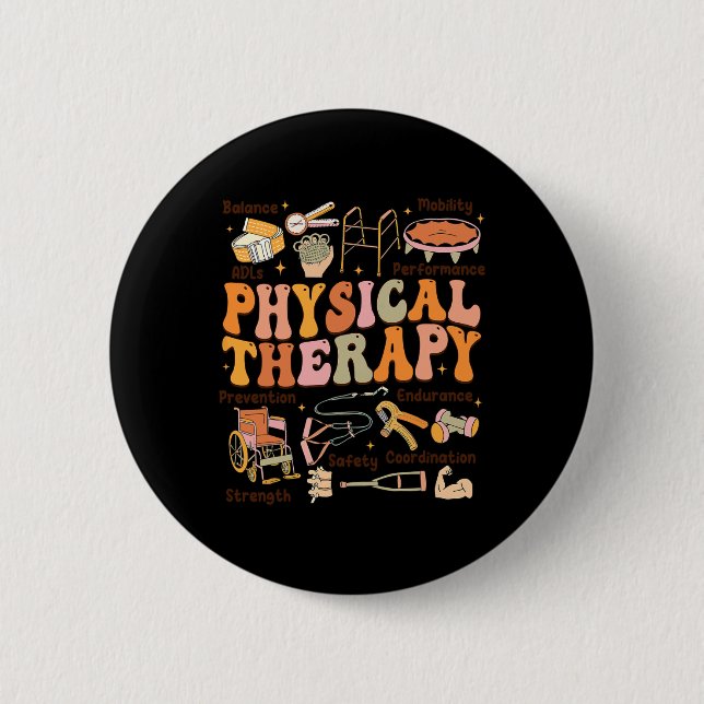 Physical Therapist Pt Pta Fall Thanksgiving Physic 6 Cm Round Badge (Front)