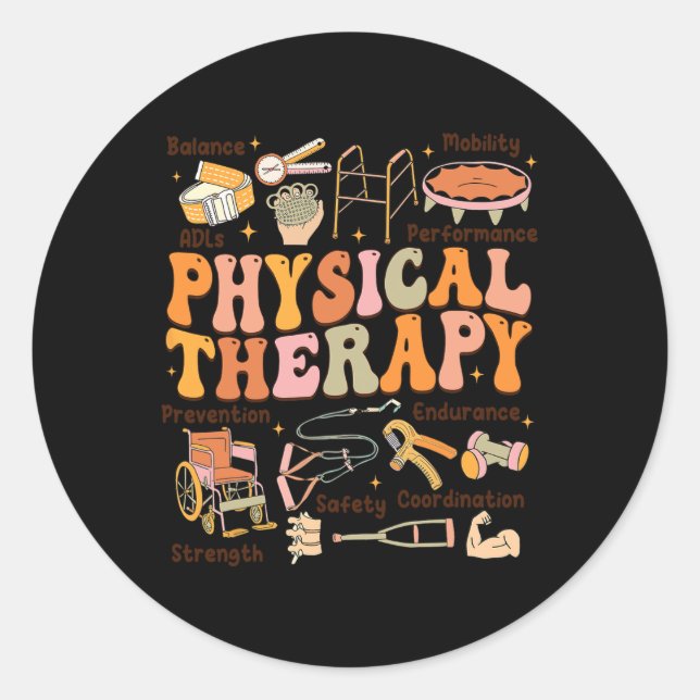 Physical Therapist Pt Pta Fall Thanksgiving Physic Classic Round Sticker (Front)
