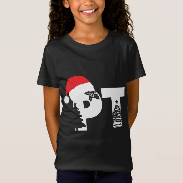 Physical Therapist PT Santa hat Christmas Physical T-Shirt (Front)