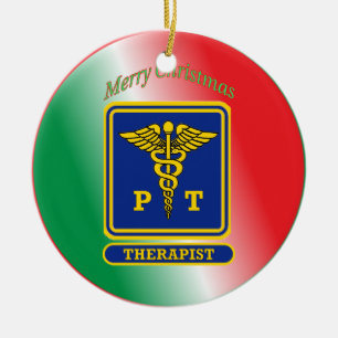 Physical Therapist Shield Custom Ceramic Tree Decoration