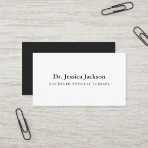 Physical Therapist Simple Classic Black and White Business Card