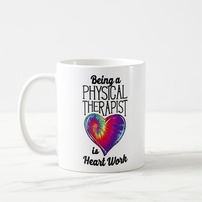 Physical Therapist Therapy Assistant Tie Dye Heart Coffee Mug (Left)