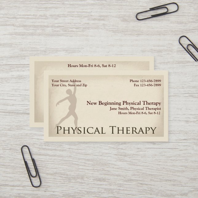 Physical Therapist Therapy Business Cards (Front/Back In Situ)