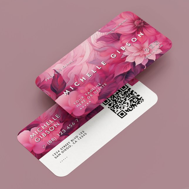 Physical Therapist Wellness Floral Pink Minimal Business Card (Physical Therapist Wellness Floral Pink Minimal Business Card
)