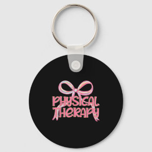 Physical Therapy Aesthetic Pink Coquette Bow Y2k P Key Ring