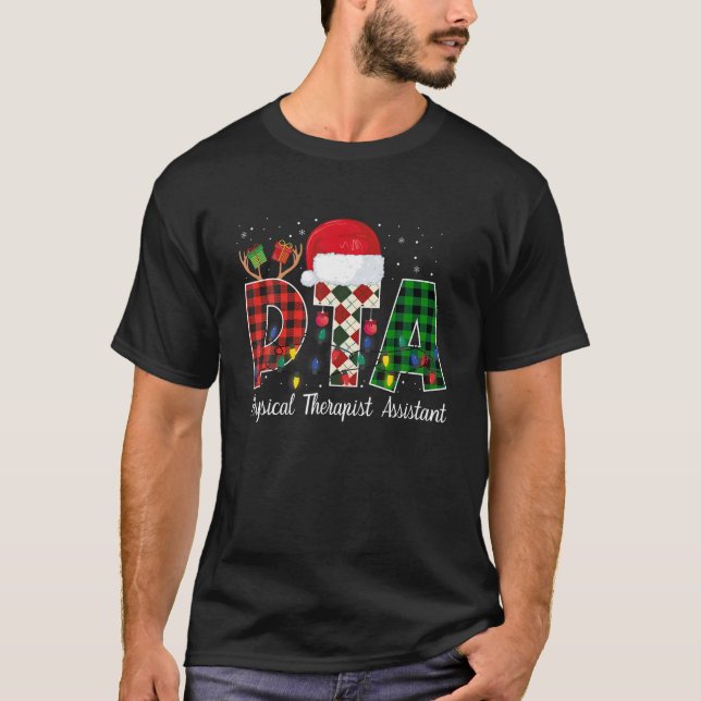 Physical Therapy Assistant Christmas Lights Red Pl T-Shirt (Front)