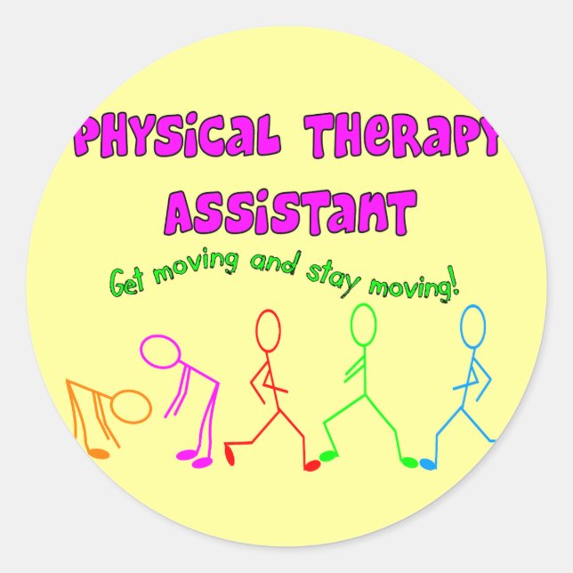 Physical Therapy Assistant Stick People Design Classic Round Sticker (Front)