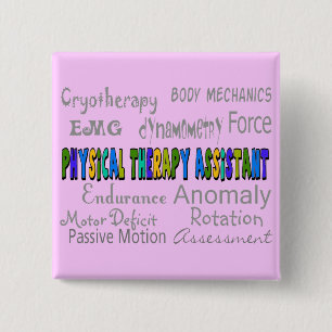 Physical Therapy Assistant "Terminology" Design 15 Cm Square Badge