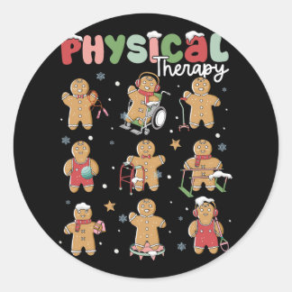 physical therapy christmas gingerbread physical th classic round sticker