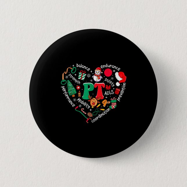 Physical Therapy Christmas Heart Pt Therast Xmas M 6 Cm Round Badge (Front)