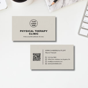 Physical Therapy Clinic Custom Logo QR  Business Card