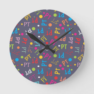 Physical Therapy Colorful Letters  Round Clock