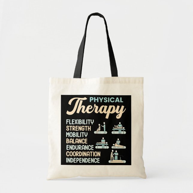 Physical Therapy Description Funny Therapist Tote Bag (Front)