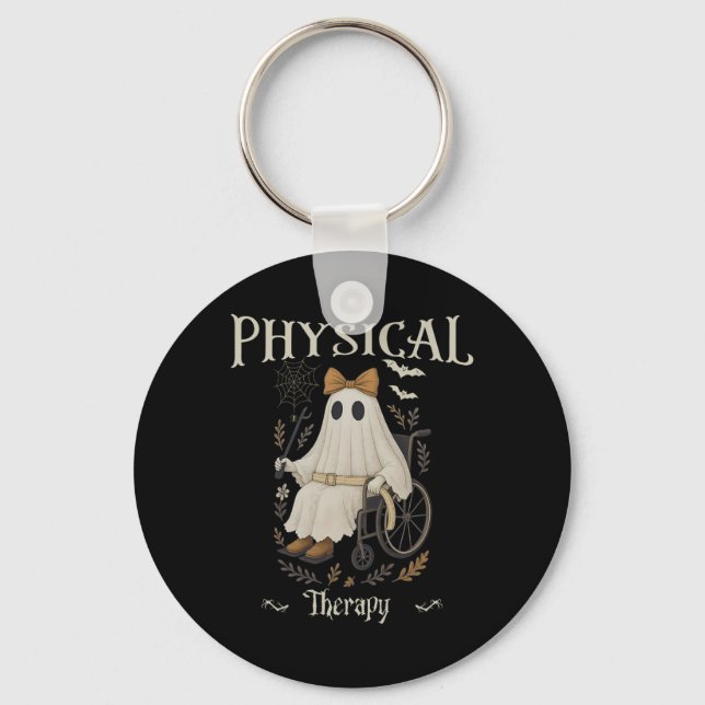 Physical Therapy Floral Ghost Spooky Halloween The Key Ring (Front)