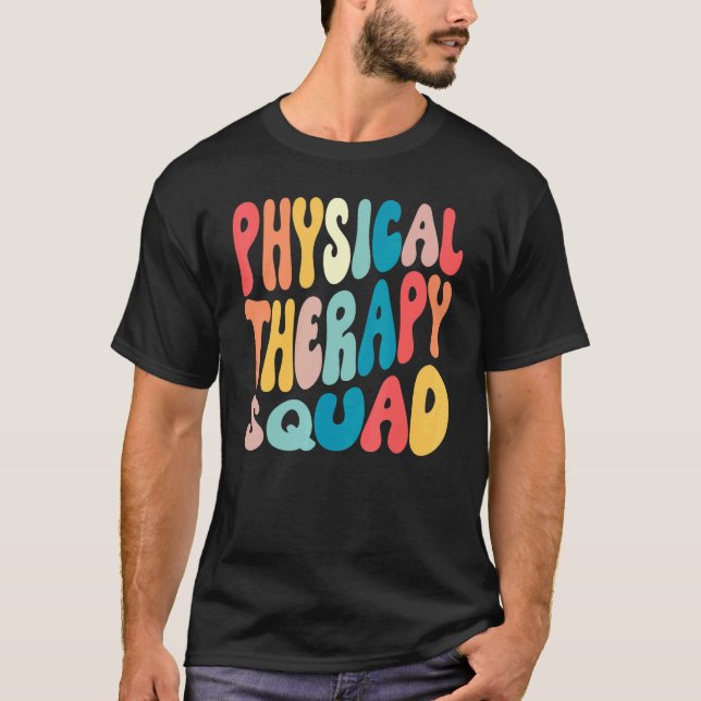 Physical Therapy Groovy Retro Physical Therapy Squ T-Shirt (Front)