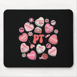 Physical Therapy Groovy Valentine's Day Heart Cand Mouse Pad