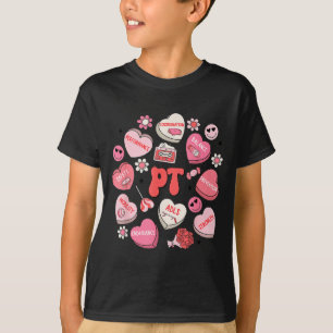 Physical Therapy Groovy Valentine's Day Heart Cand T-Shirt