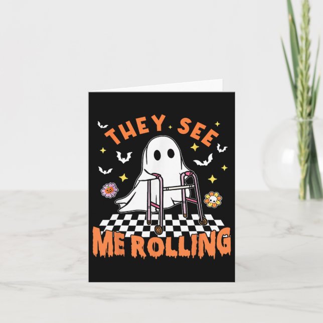 Physical Therapy Halloween They See Me Rolling Spo Card (Front)