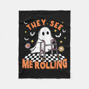 Physical Therapy Halloween They See Me Rolling Spo Fleece Blanket