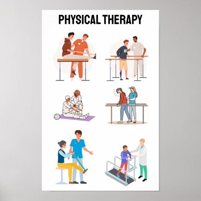 Physical Therapy Illustrations - Rehabilitation Poster (Front)