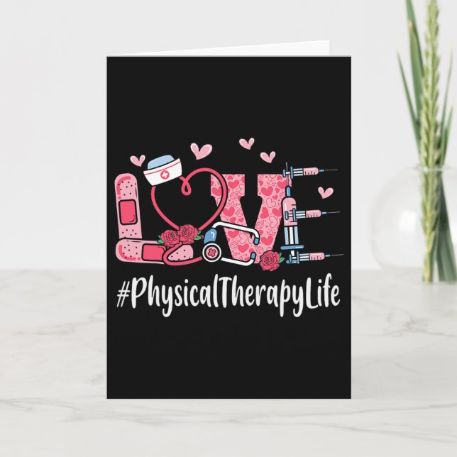 Physical Therapy Love Valentine Day Women Heart Ap Card (Front)