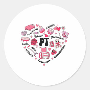 Physical Therapy Paediatrics Pt Heart Valentine's Classic Round Sticker
