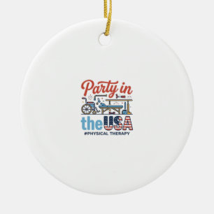 Physical Therapy Party in the USA Vintage T-Shirt_ Ceramic Tree Decoration